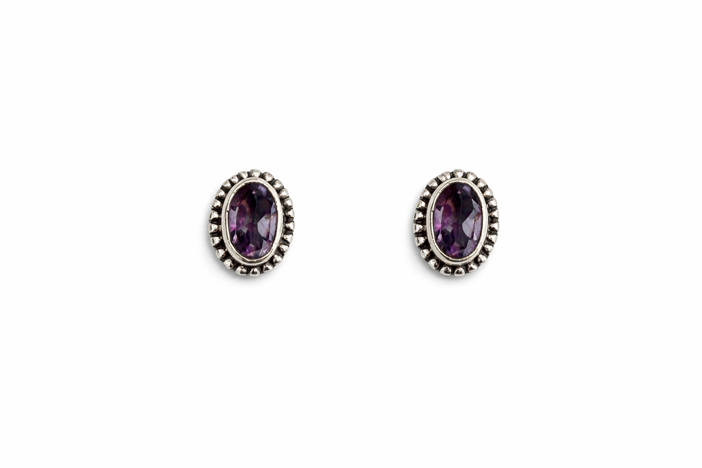 Sterling Silver Amethyst Stud Earrings