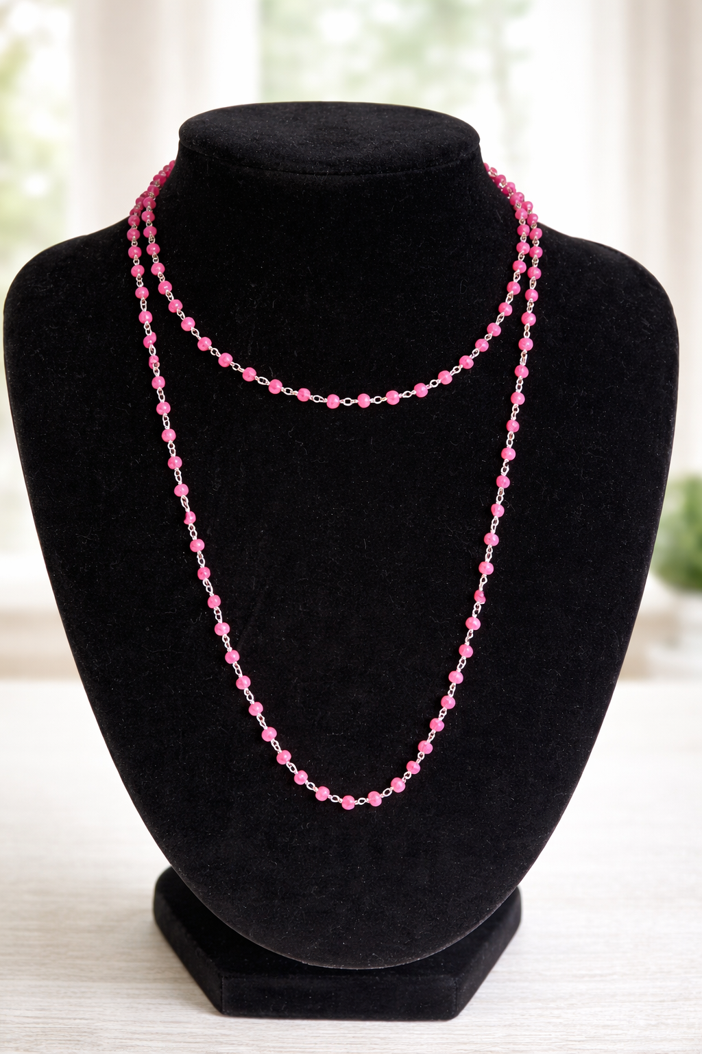 Sterling Silver 30" Ruby Necklace
