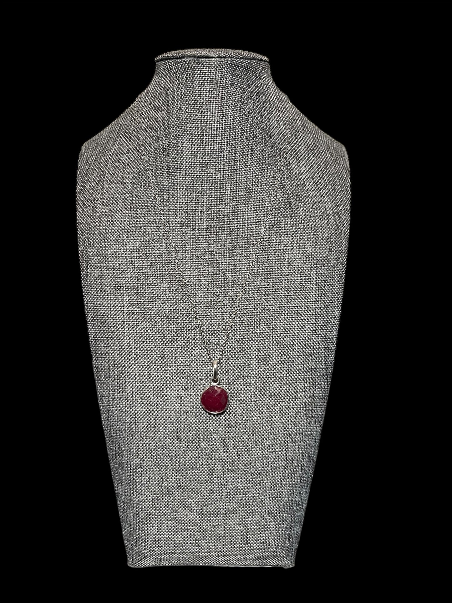 Sterling Silver Ruby Pendant Necklace New