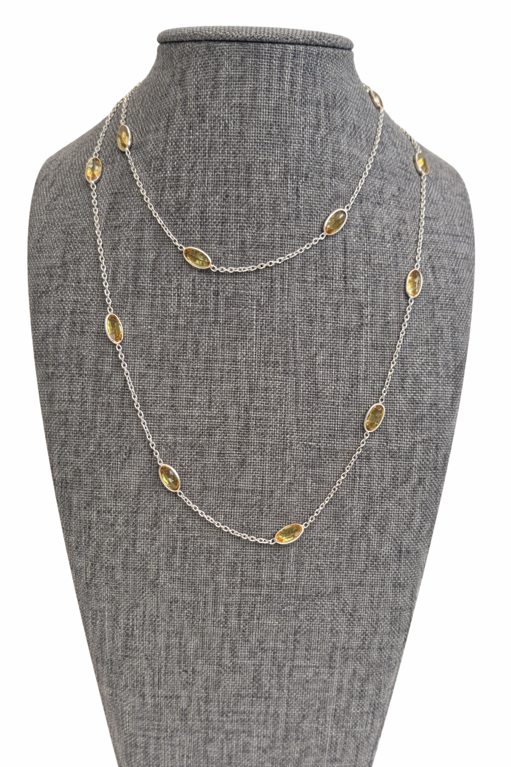 Sterling Silver Floating Citrine 30" Necklace