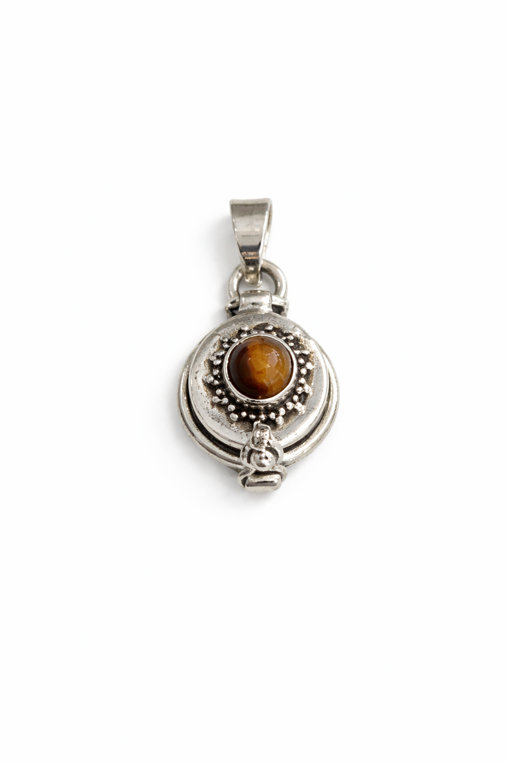 Sterling Silver Tiger's Eye Poison Pendant Locket