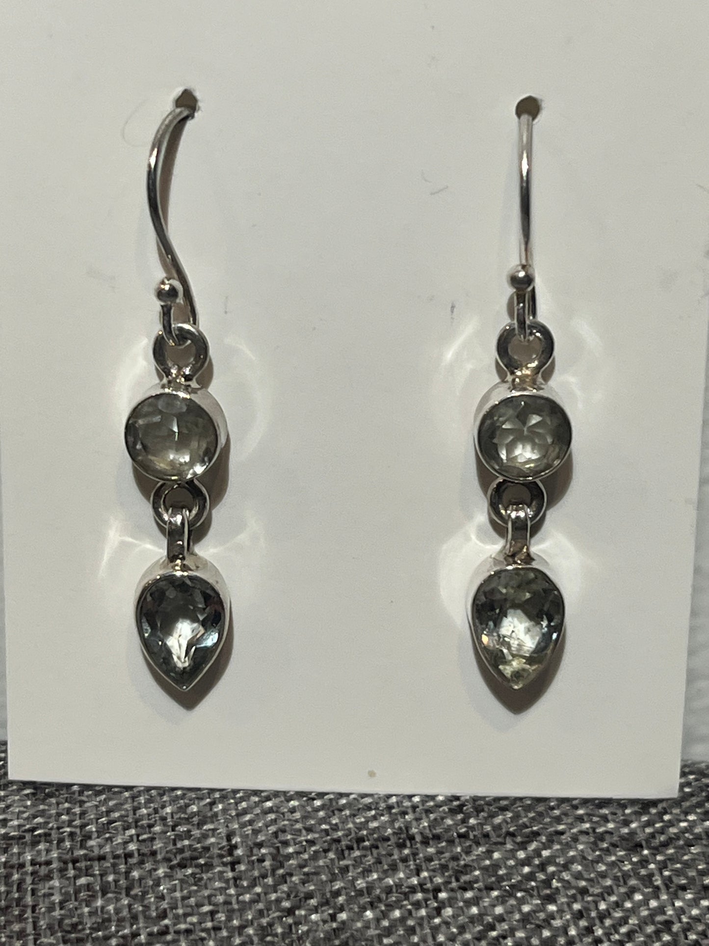 Sterling Silver Double Green Amethyst Dangle Earrings