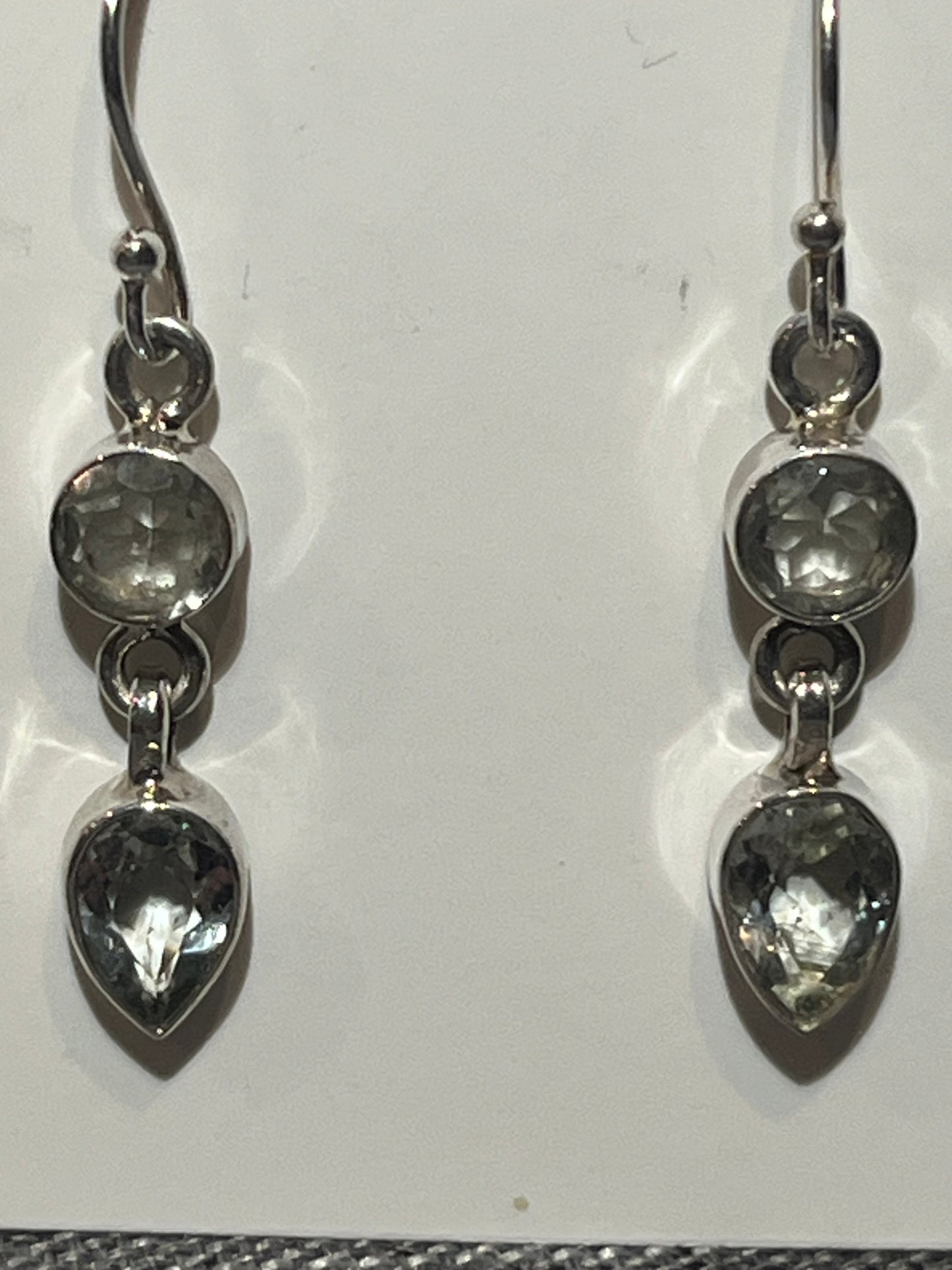 Sterling Silver Double Green Amethyst Dangle Earrings
