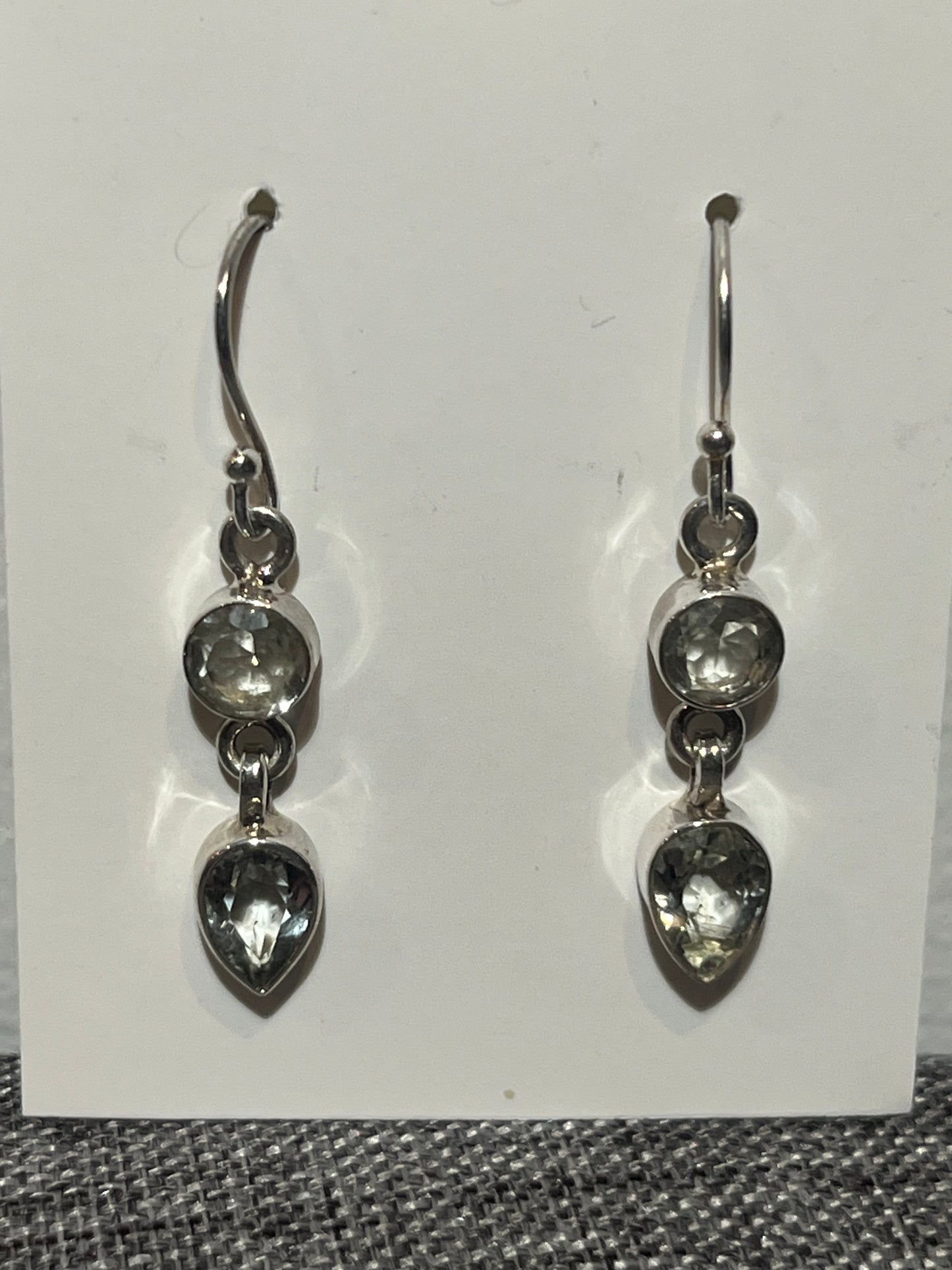 Sterling Silver Double Green Amethyst Dangle Earrings