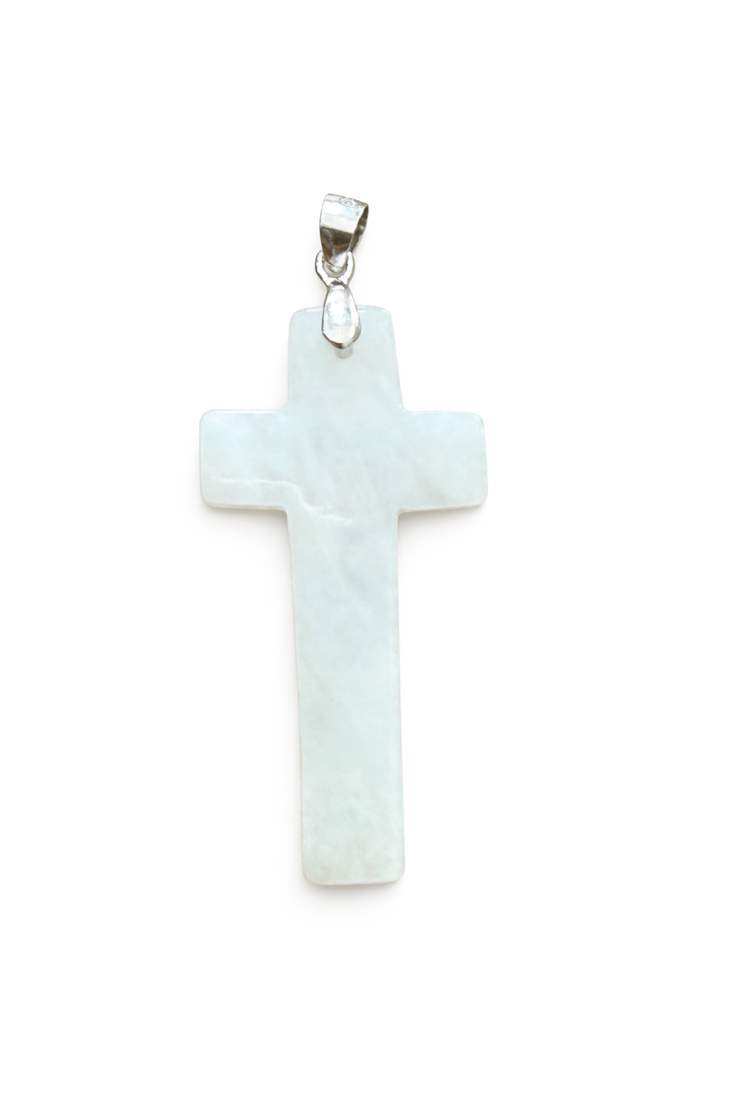 Sterling Silver Burmese Jade Cross Pendant