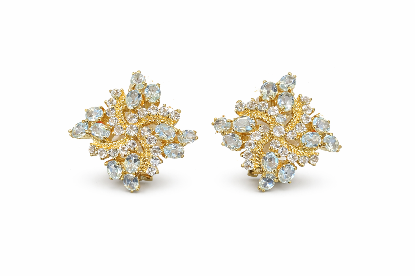 Gold Vermeil Blue Topaz And Aquamarine Earrings