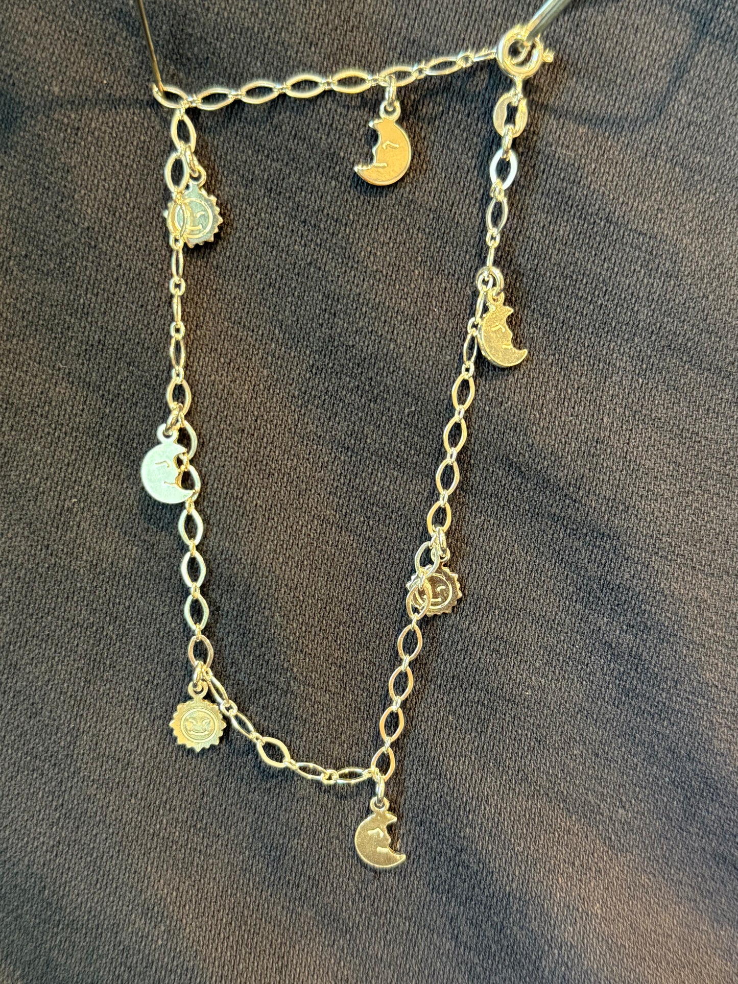 Sterling Silver Moon And Sun Anklet Italy