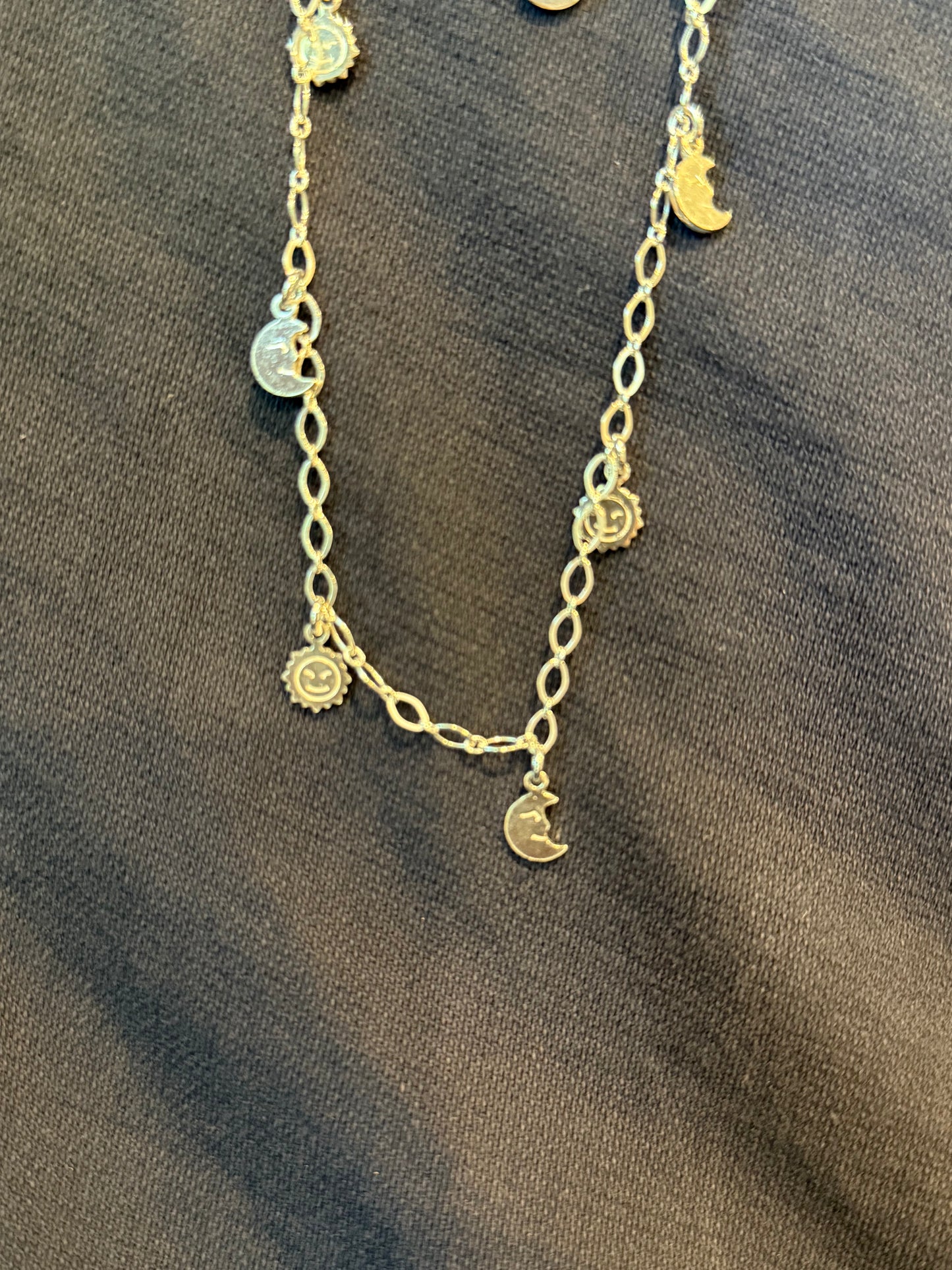 Sterling Silver Moon And Sun Anklet Italy