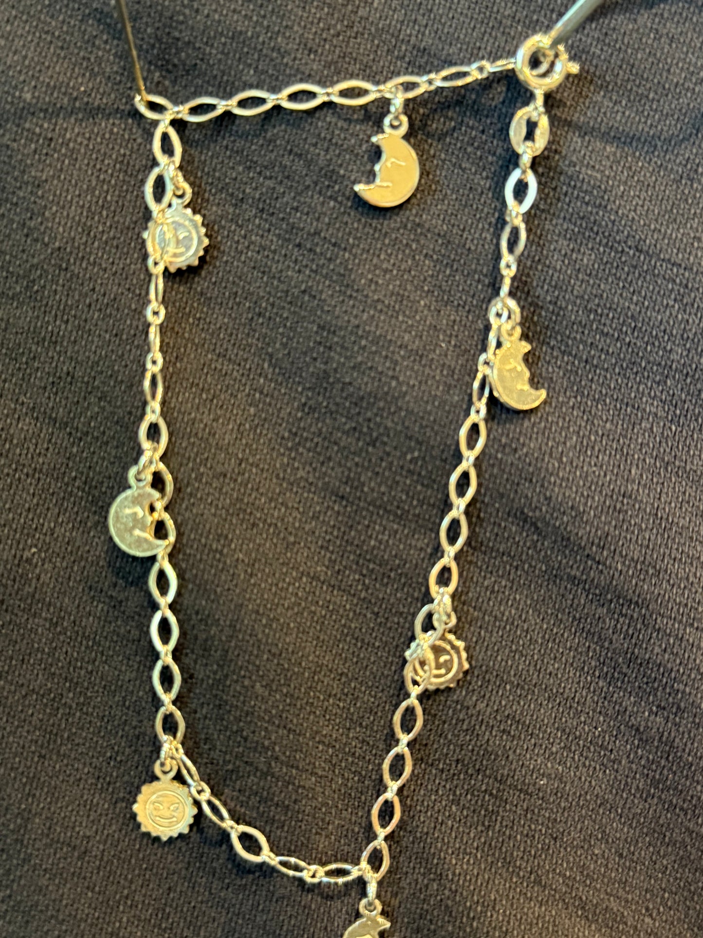 Sterling Silver Moon And Sun Anklet Italy