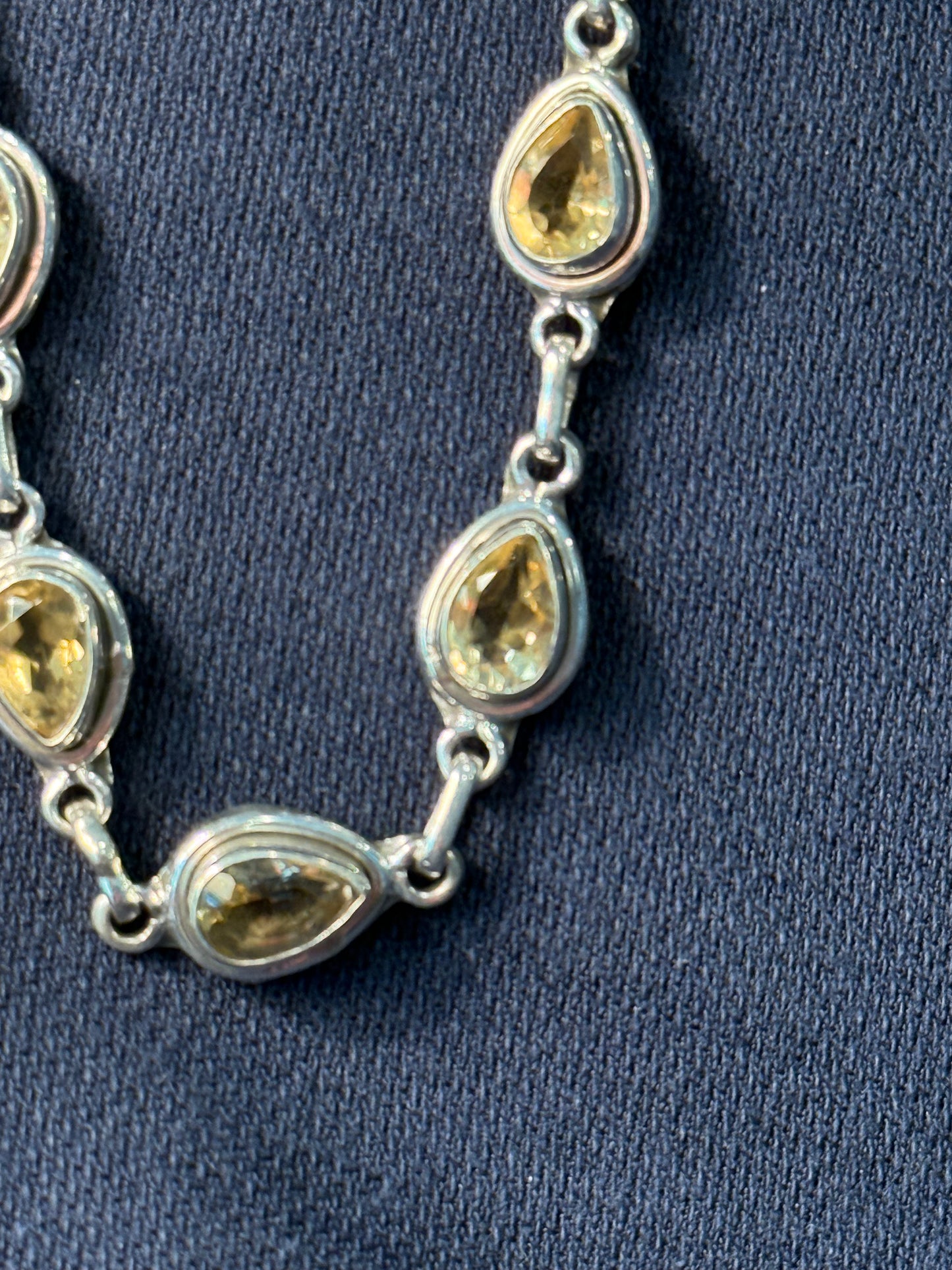 Sterling Silver Tennis Bracelet With Yellow Citrine Adjustable New