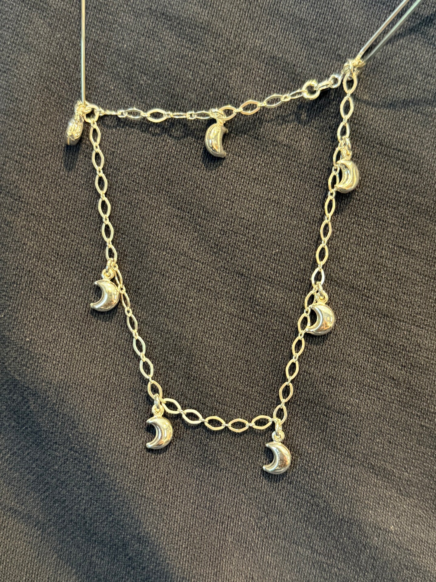 Sterling Silver Moon Bell Anklet Italy