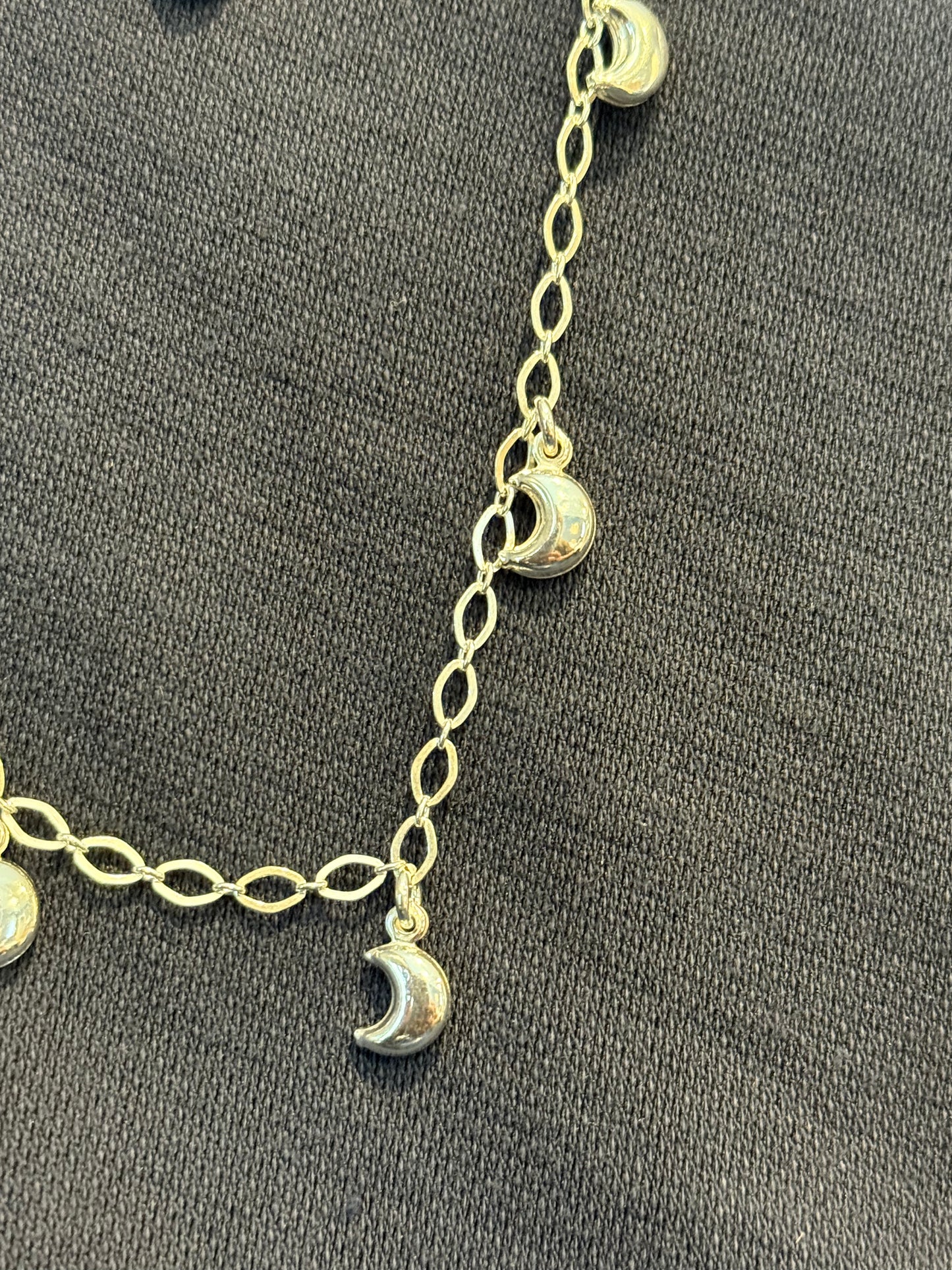 Sterling Silver Moon Bell Anklet Italy
