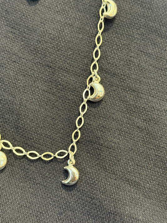 Sterling Silver Moon Bell Anklet Italy
