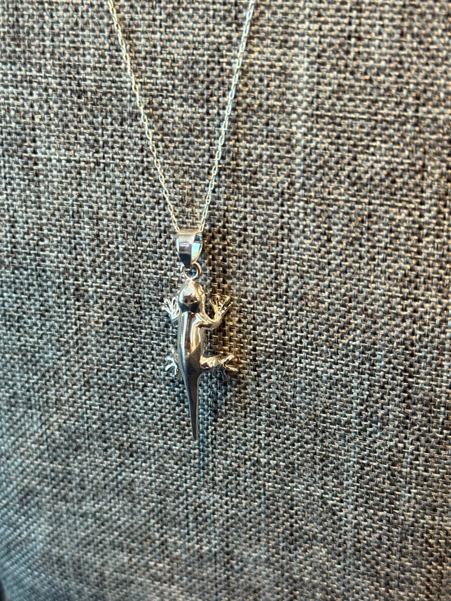Sterling Silver Lizard Charm Necklace