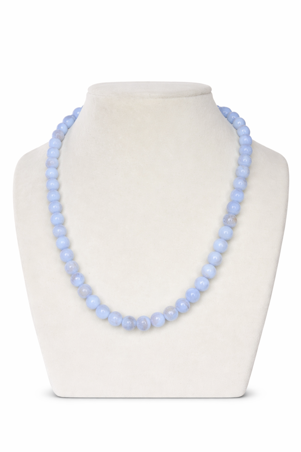Blue Lace Agate 8MM Beaded Necklace