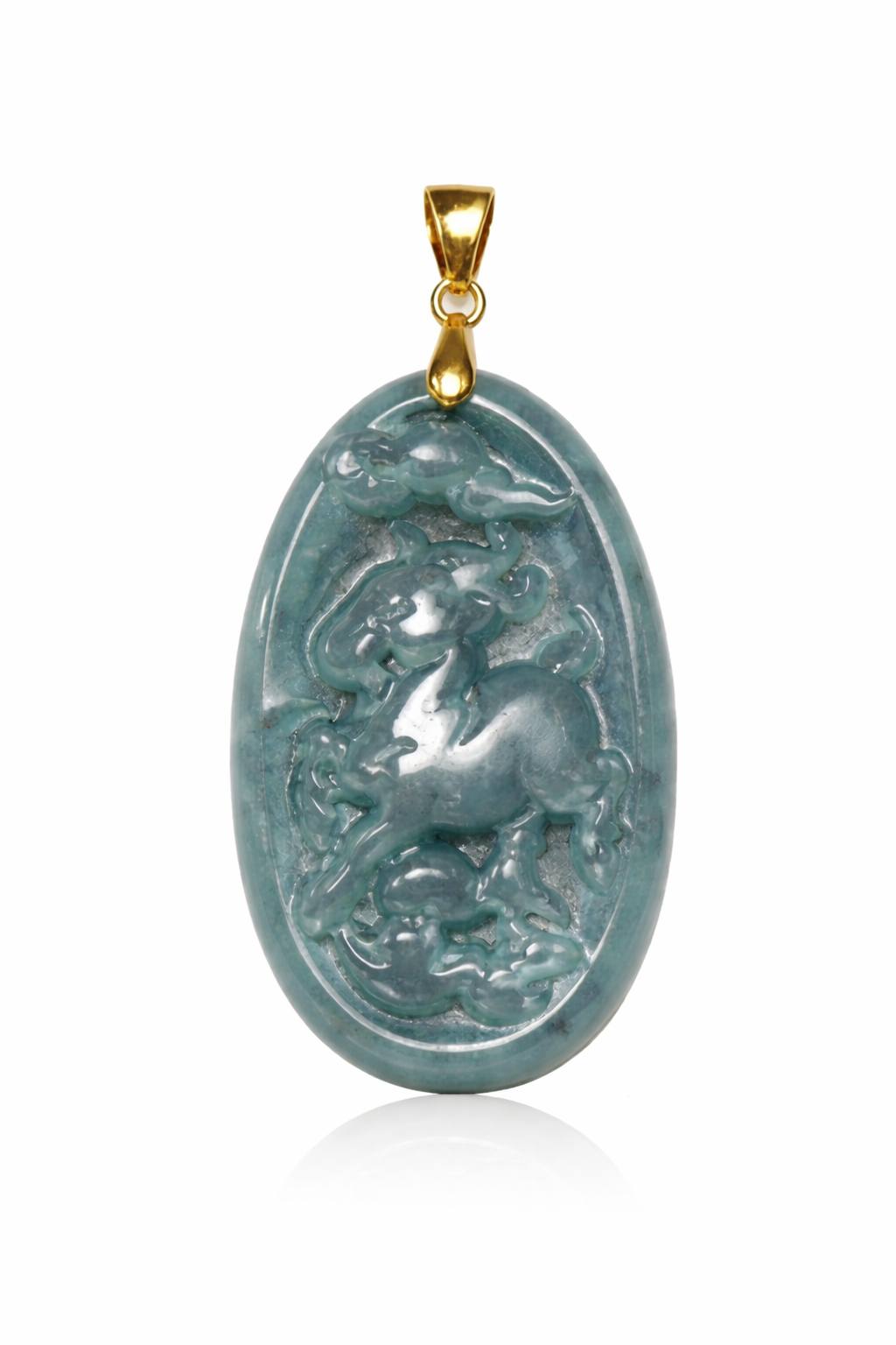 Guatemalan Bluewater Jade Goat Chinese Zodiac Pendant New