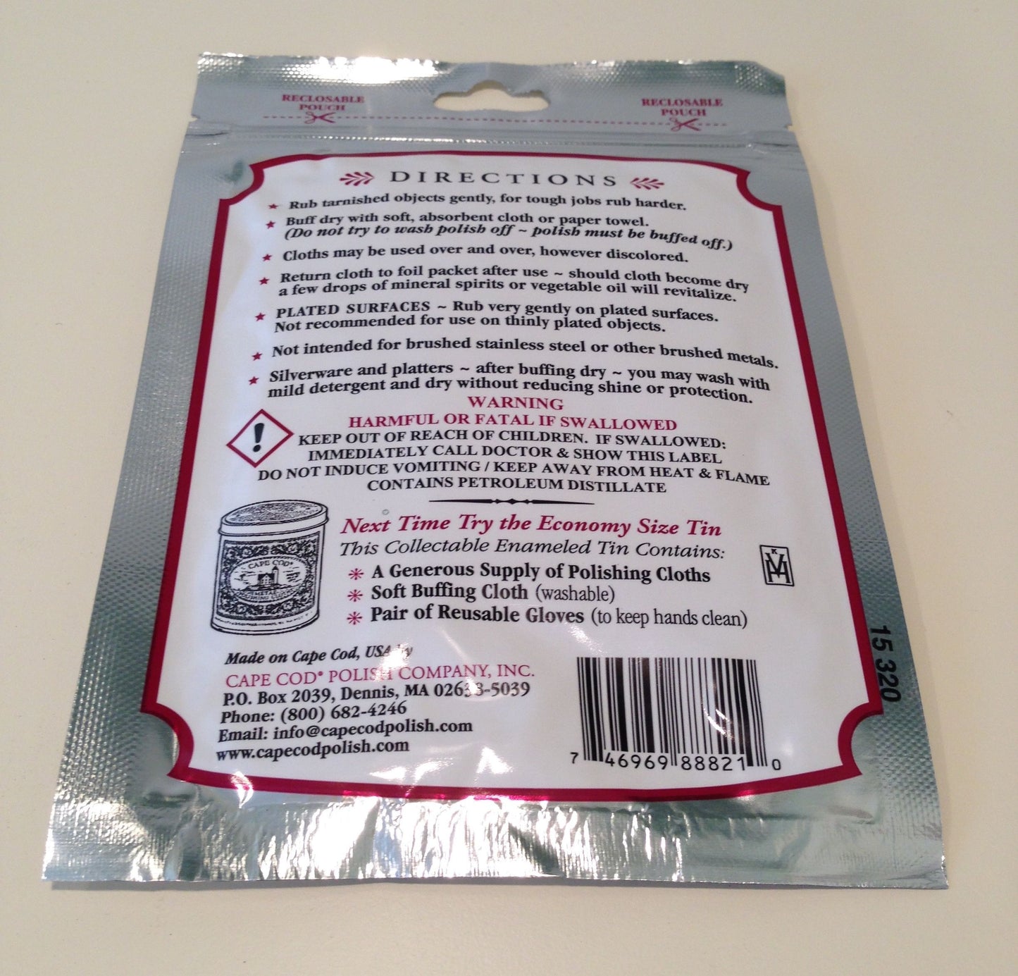 Cape Cod Metal Polishing Cloths Pack of Two 4"x6"