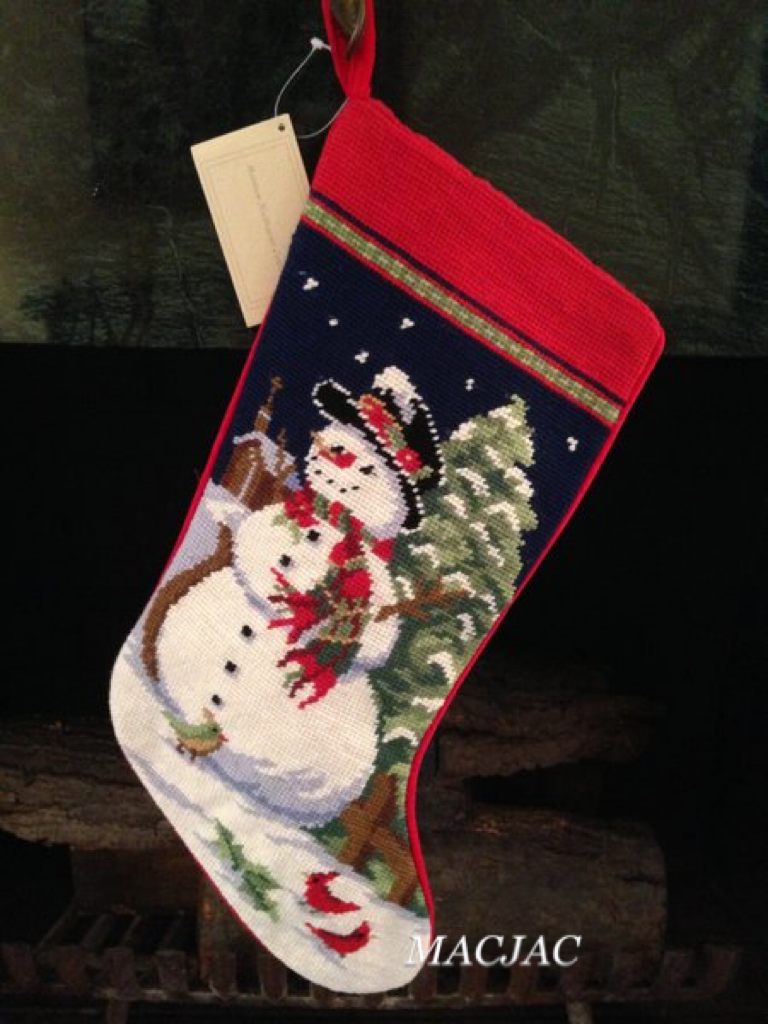 Snowman Needlepoint Christmas Stocking
