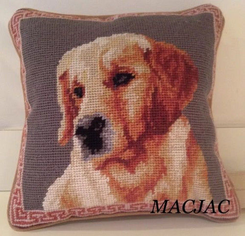 Golden Retriever Dog Needlepoint Pillow 10
