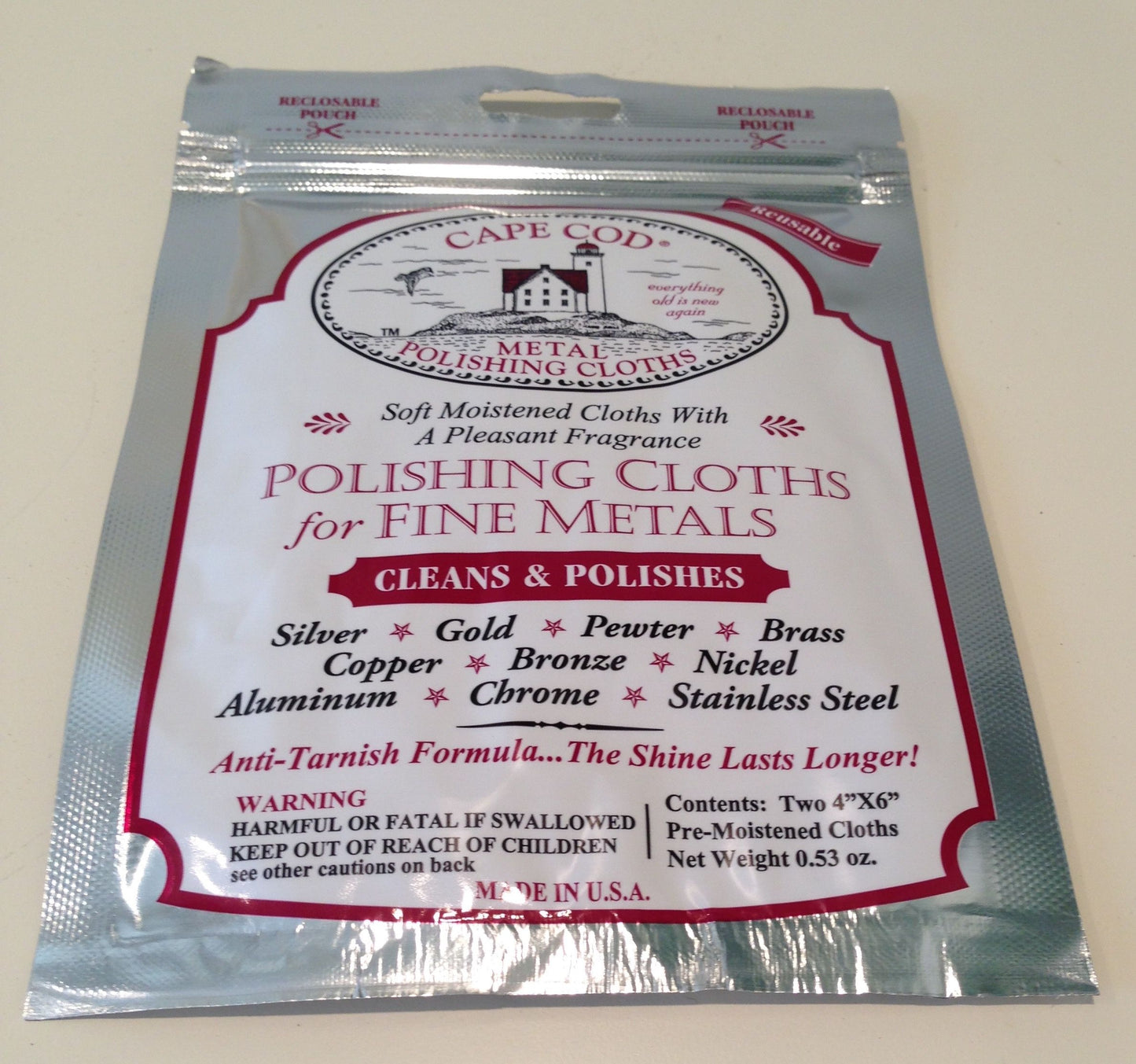 Cape Cod Metal Polishing Cloths Pack of Two 4"x6"