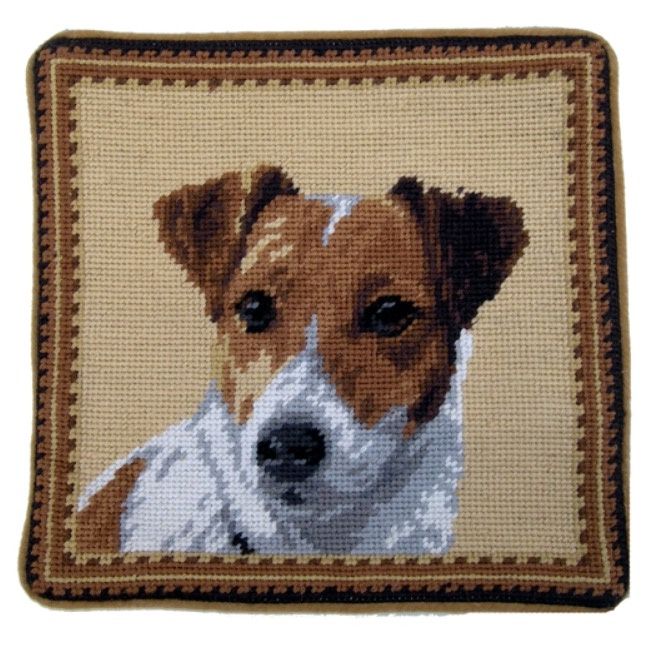 Jack Russell Dog Needlepoint Pillow 10"x10"