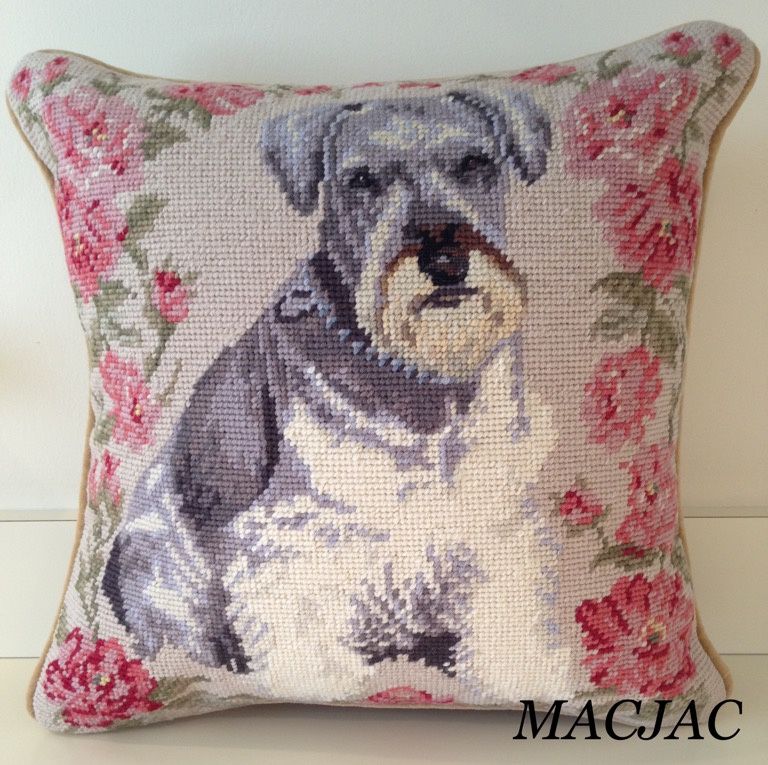 Schnauzer Dog Needlepoint Pillow 14" x 14"