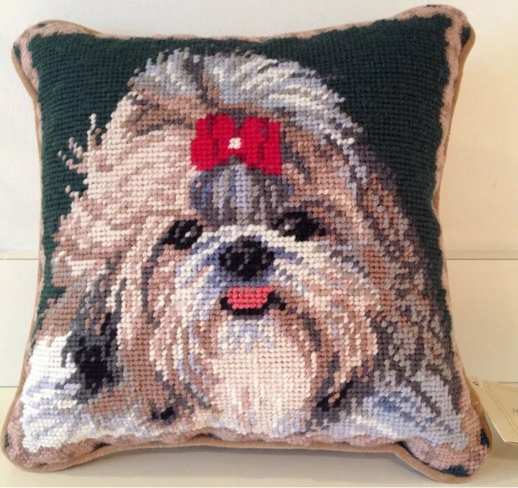 Shih Tzu Dog Needlepoint Pillow 10" x 10"