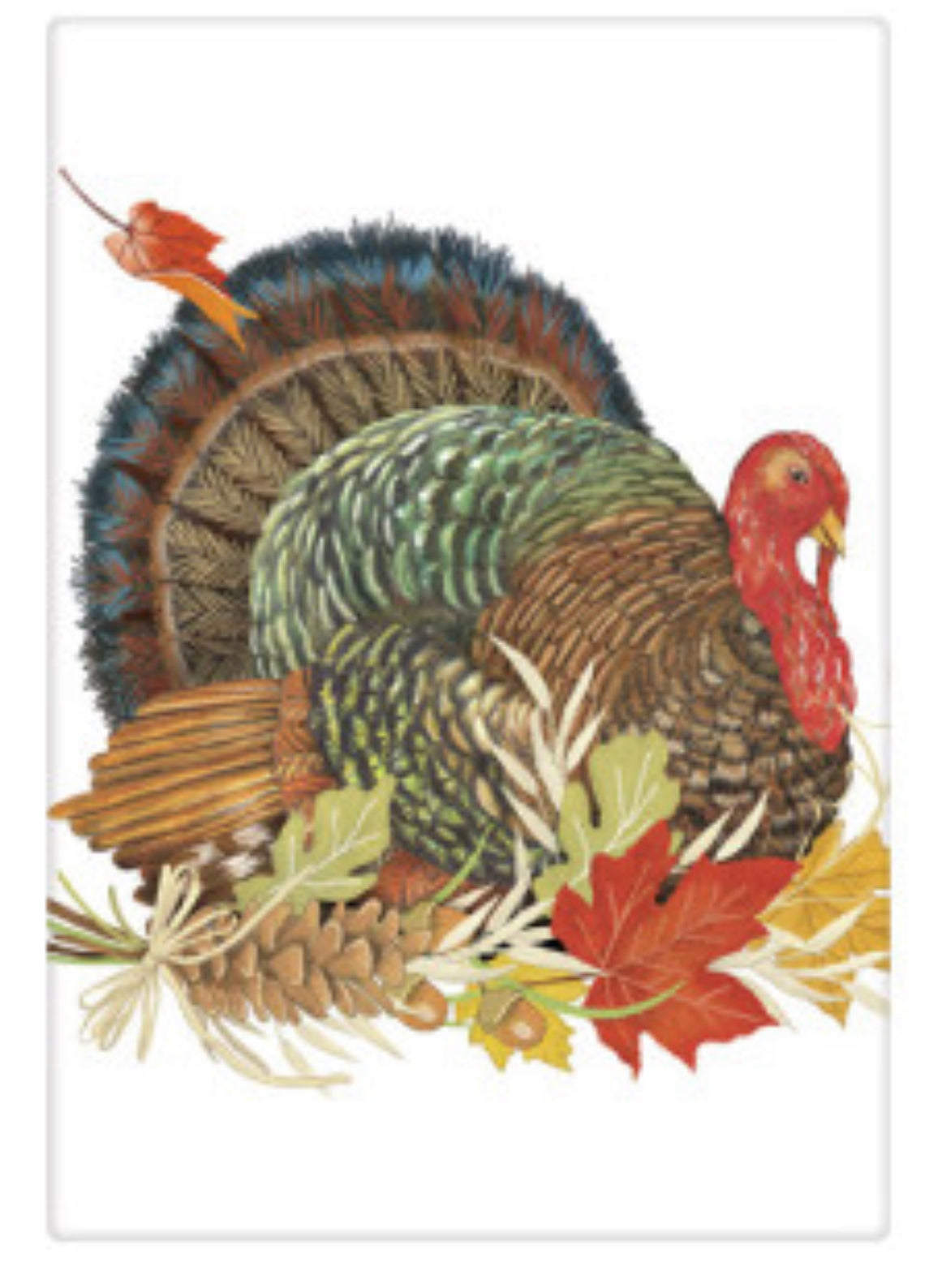 Flour Sack Kitchen Dish Towel Turkey With Leaves Mary Lake - Thompson