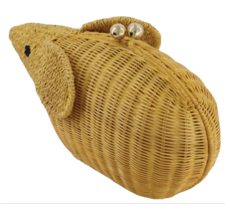 Serpui Wicker Nutcracker Mouse Purse Handbag New