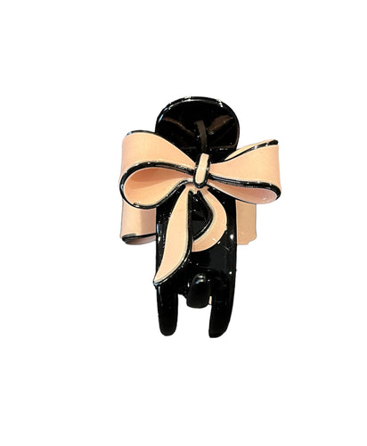 Ponytail Bow Jaw Hair Clip Pink/Black