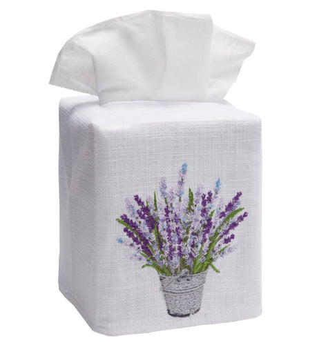 Lavender Bucket Natural Linen/Cotton Tissue Box Cover