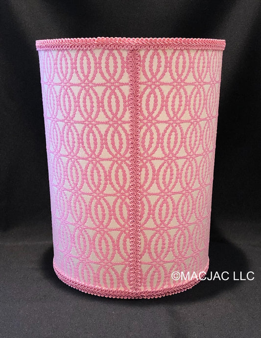 Confection Pink Fabric Covered Wastebasket ***In Stock***