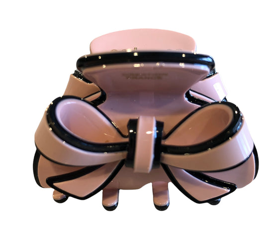 Pink and Black Bow Jaw Hair Clip
