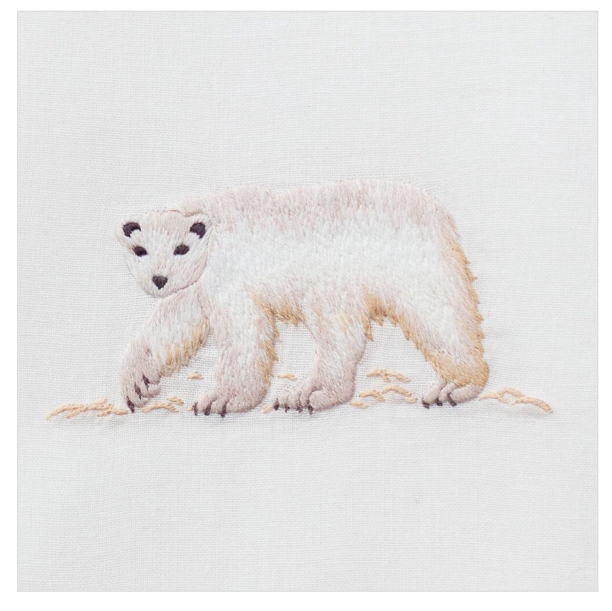 Polar Bear 100% Cotton Hand Embroidered Guest Hand Towel