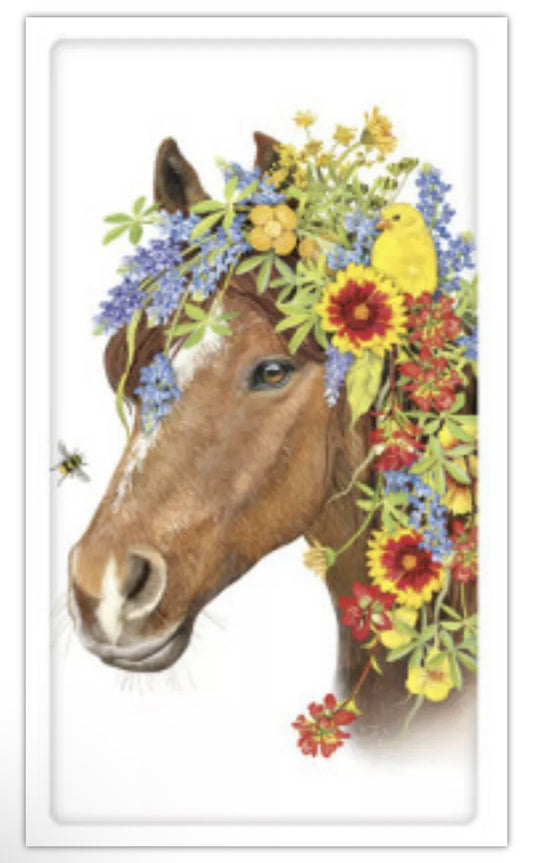 Flour Sack Kitchen Dish Towel Wildflower Horse Mary Lake - Thompson