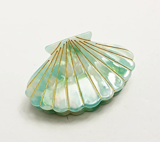 Green/Blue Colored Seashell Claw Hair Clip