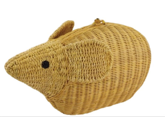 Serpui Wicker Nutcracker Mouse Purse Handbag New