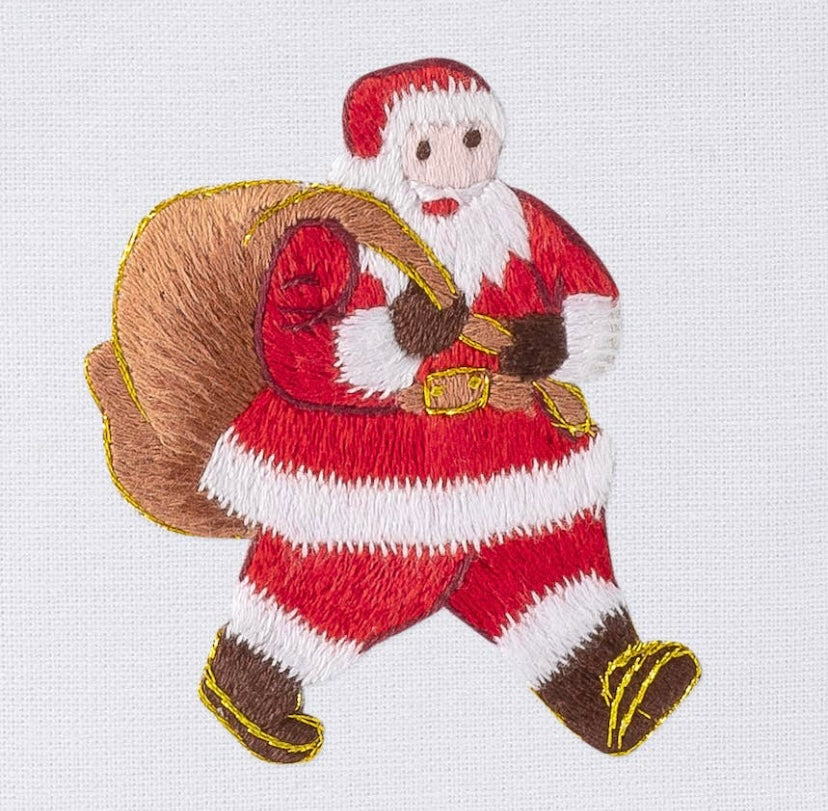 Santa Tissue Box Cover - White Cotton