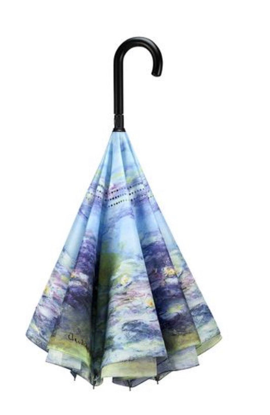Galleria Monet’s Water Lilies Stick Umbrella Reverse Close
