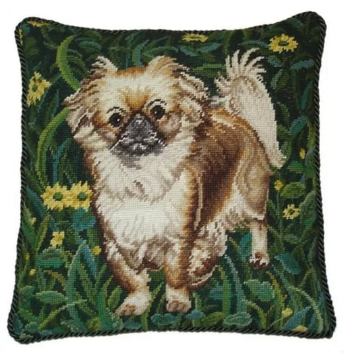 Pekingese Dog Needlepoint Pillow 16”x16