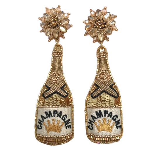 Champagne Bottle Beaded Earrings