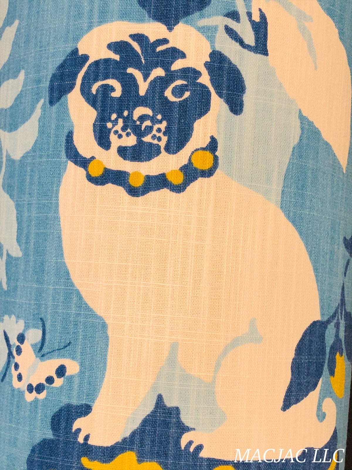 Blue Pug Fabric Covered Wastebasket ***In Stock***