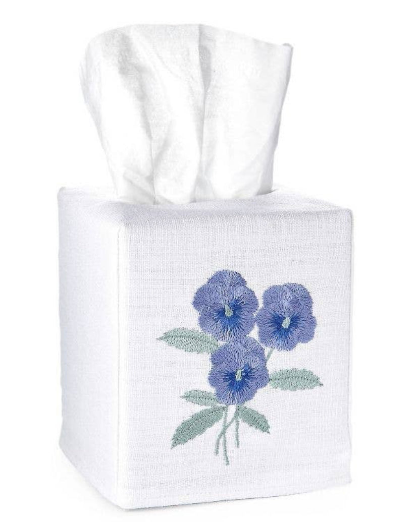 Pansies Natural Linen/Cotton Tissue Box Cover