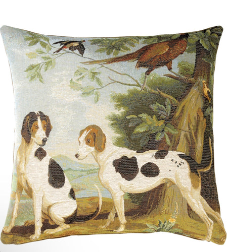 Hunting Dogs Tapestry Pillow 19” x 19” Made In France