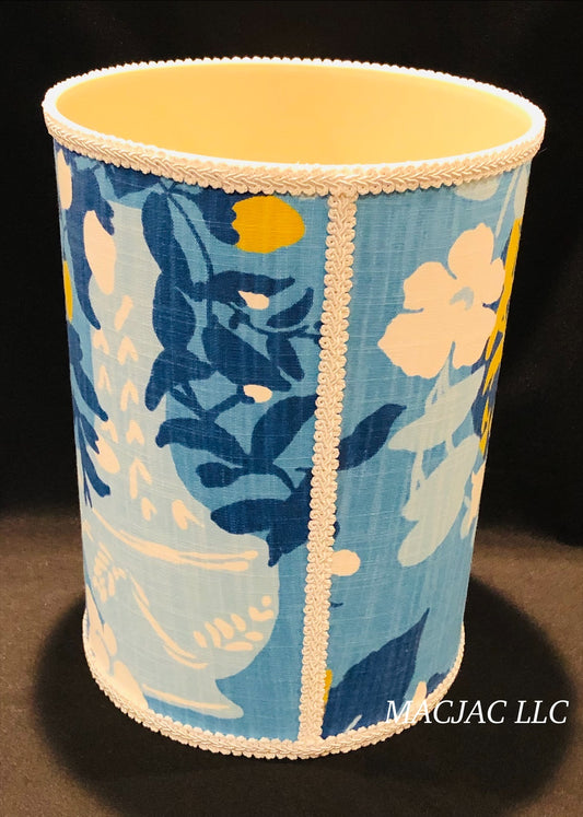 Blue Pug Fabric Covered Wastebasket ***In Stock***