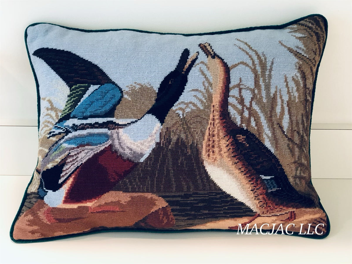 Quail in Woods Needlepoint Pillow (16 x 20) - Michaelian Home