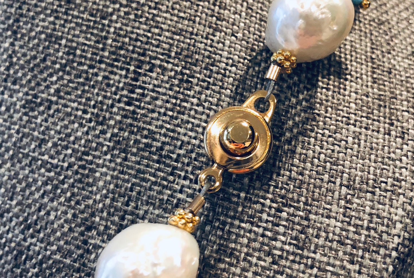 Baroque Pearl Necklace with Blue Clusters
