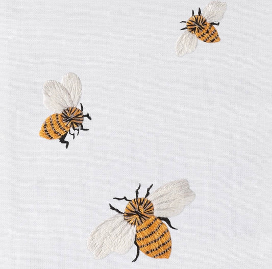 Bees Tissue Box Cover - White Cotton