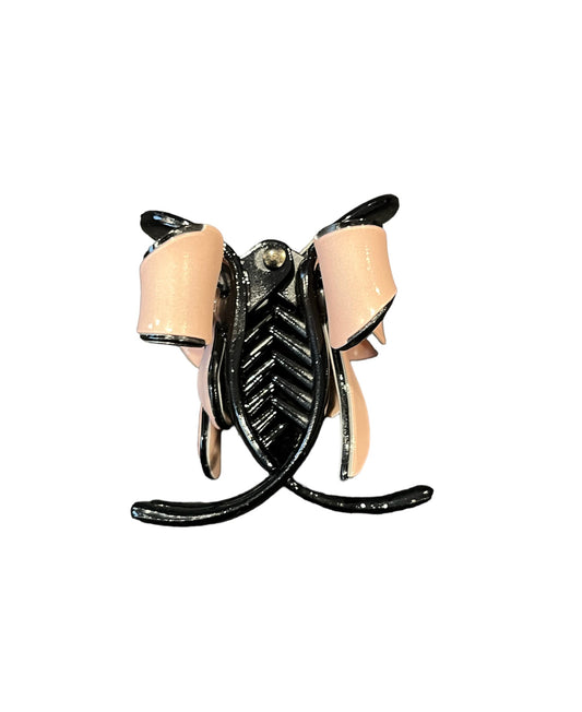 Ponytail Bow Jaw Hair Clip Pink/Black