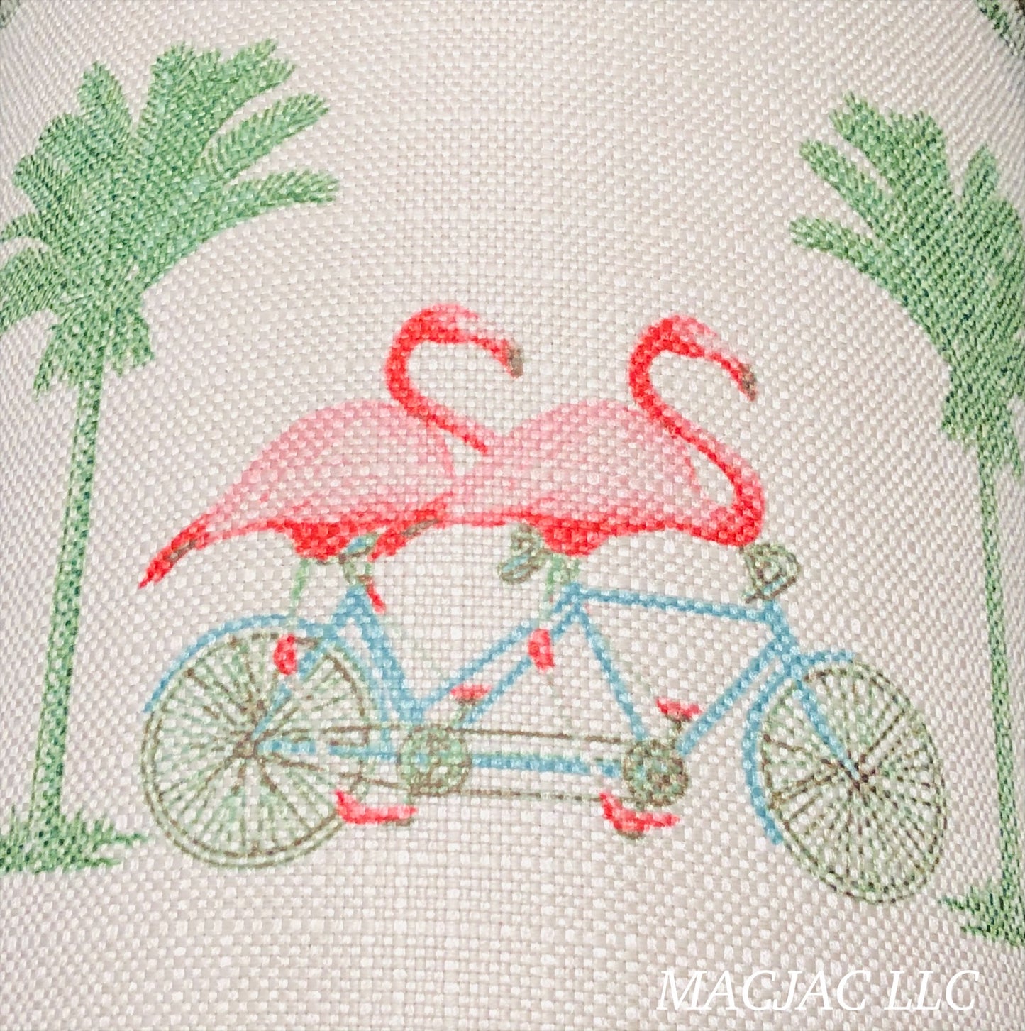 Bike Flamingo Fabric Covered Wastebasket ***In Stock***
